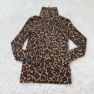 J. Crew NWT Turtleneck Women's XS Leopard Print LS Top Animal Print AS072 Tissue